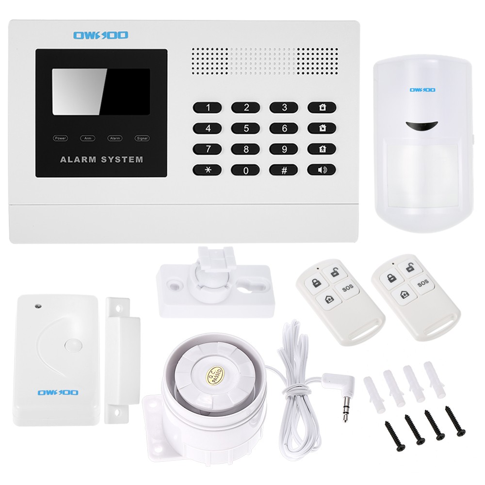 OWSOO 433MHz Wireless Autodial GSM SMS Alarm Security System PIR Motion Sensor LCD Display