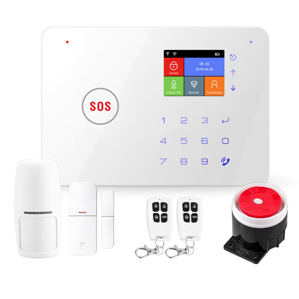Security Alarm System  Kit Auto Dial GSM+WiFi Home Security Wireless Alarm System GSM Home Security Alarm System Motion Sensor Door/Window Sensor Remote Control