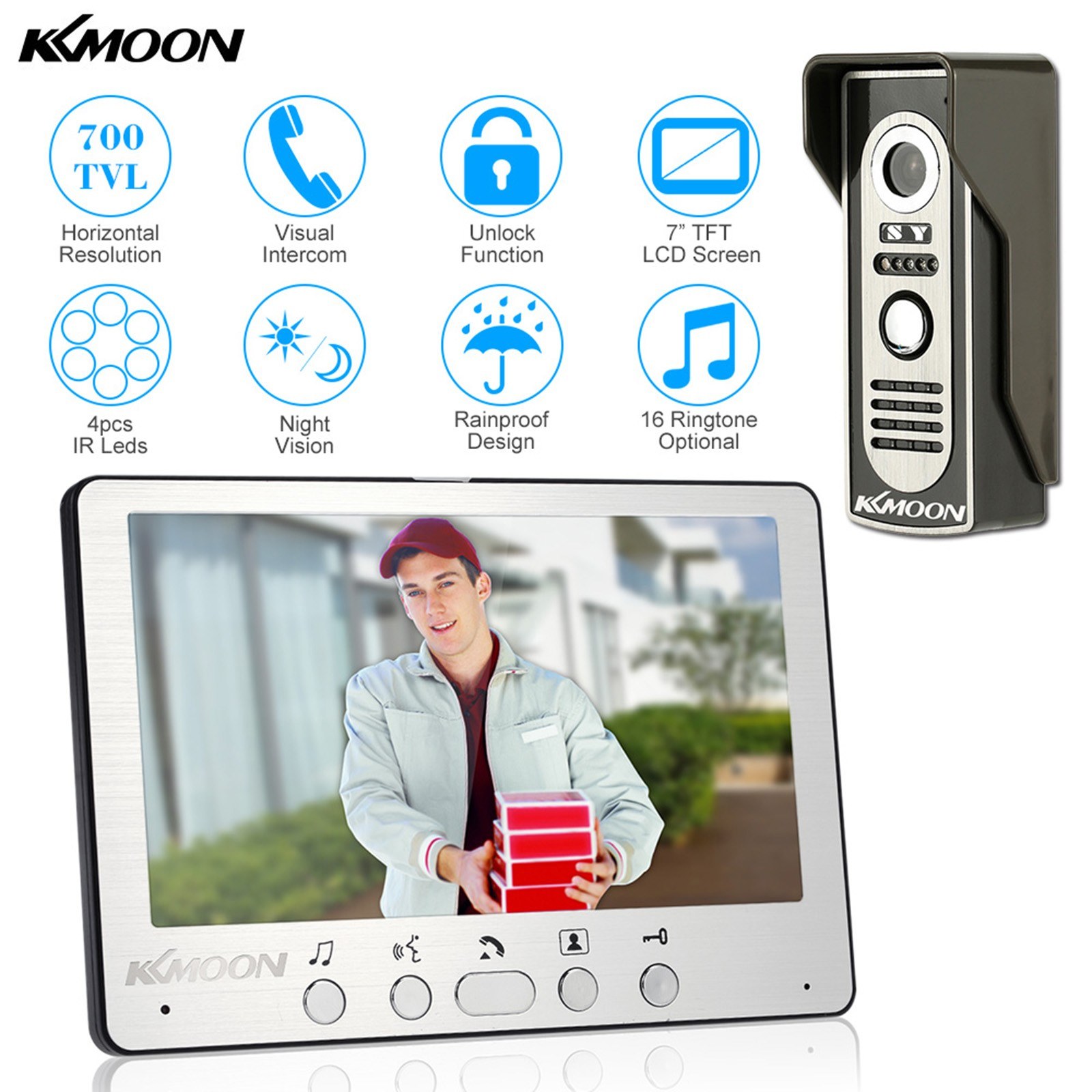 Kkmoon 7 Sistema De Videoportero Con Cable Intercomunicador Kkmoon 7 Sistema De Videoportero Con Cable Intercomunicador