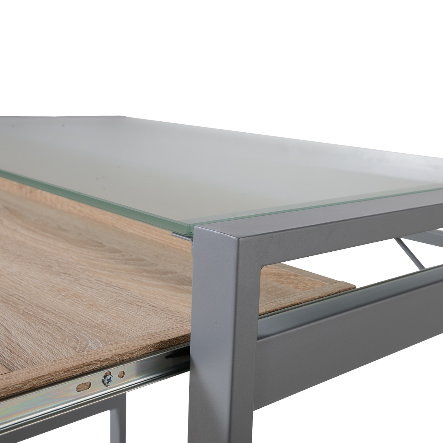 Modern Wood Steel Frosted Glass Computer Desk Writing Table W Modern Wood Steel Frosted Glass Computer Desk Writing Table W Drawer