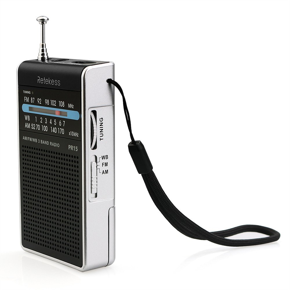 Retekess PR15 Mini Pocket Radio FM/AM/WB Tuning Radio Receiver NOAA Weather Warning 