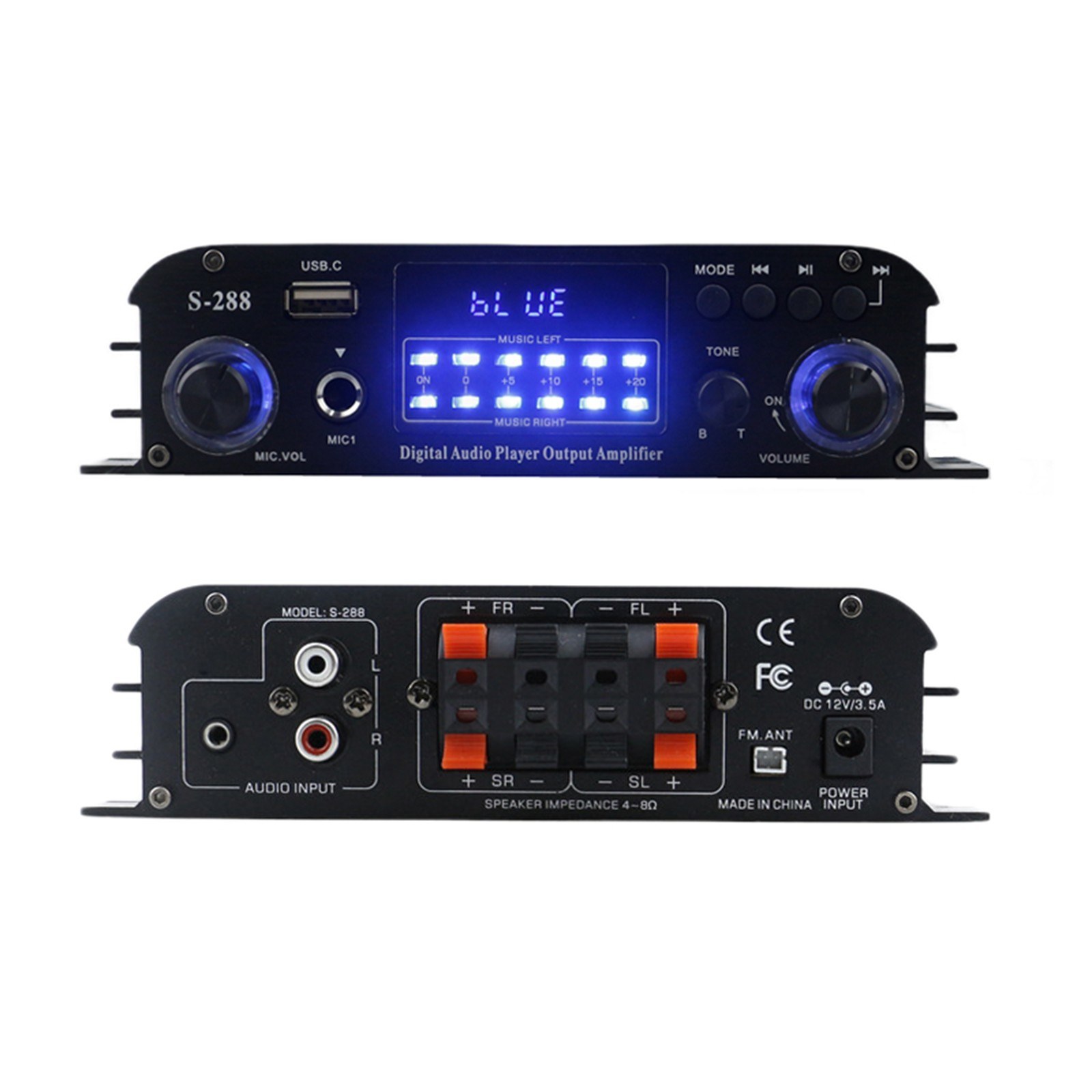 S288 Mini Audio Power Amplifier 4.1Channel Digital BT5.0 Amplifier