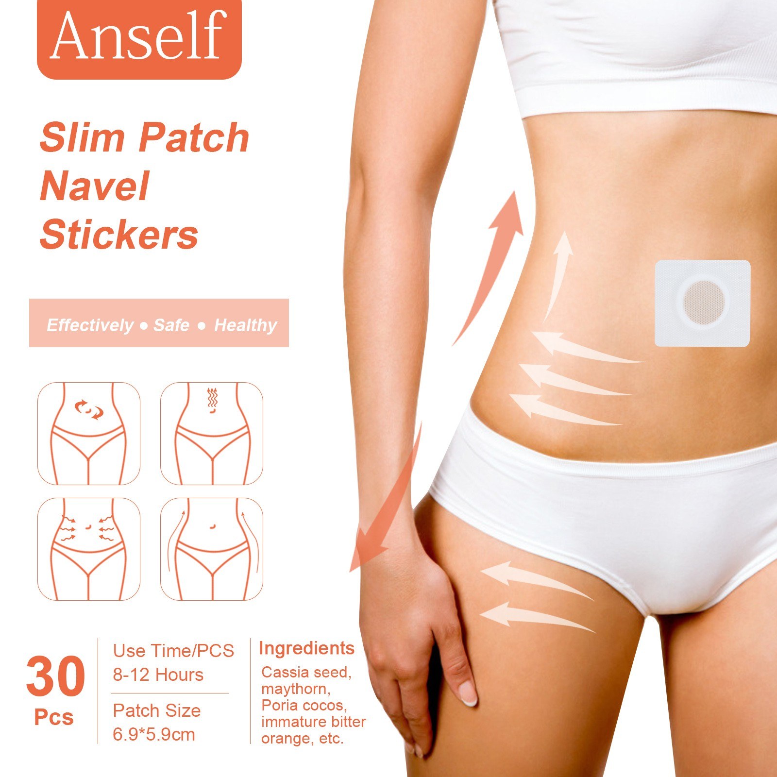 30Pcs Slim Patch Navel Sticker Anti-Obesity Fat Burning for Losing Weight Abdomen Slimming Patch Paste Belly Waist