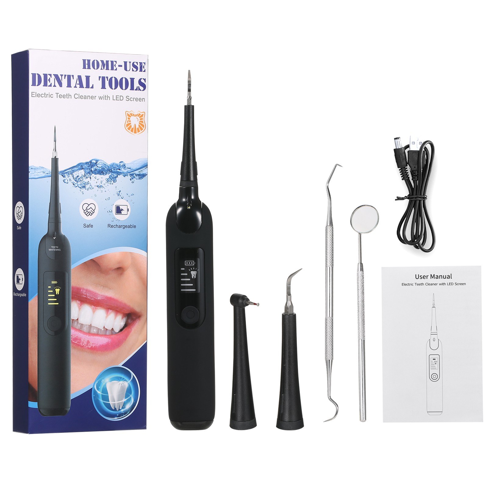 Electric Dental Calculus Remover Tooth Cleaner Tartar Remover with LED