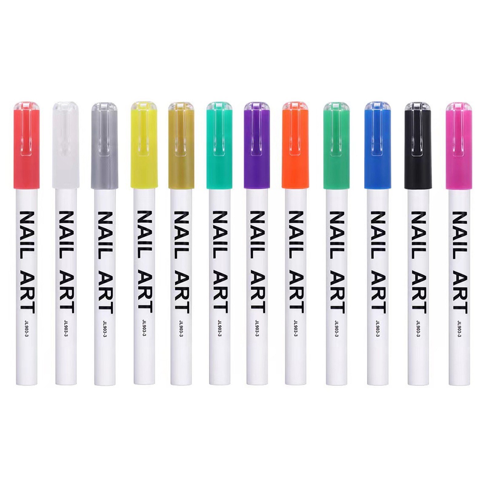12Pcs Multicolor Manicure Pens 3D Painting Pen Dots Flower Fine Drawing