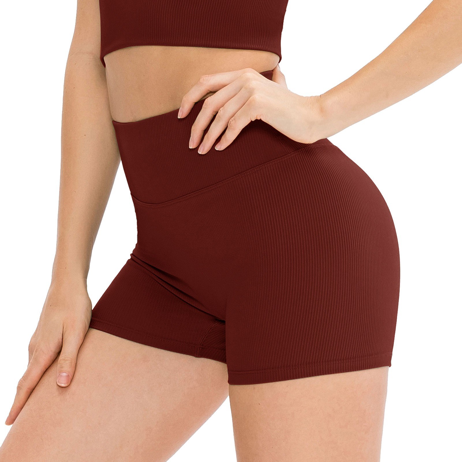 Women Yoga Shorts Stripes ButtLifting High Waist Quick Dry Non See