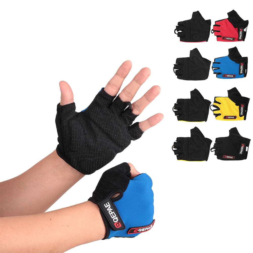 QEPAE Non-Slip Gel Pad Gloves Men's Women's Sportswear Cycling Riding Short Half Finger Gloves Breathable Shock-absorption - US$6.32 Sales Online blue l - ...