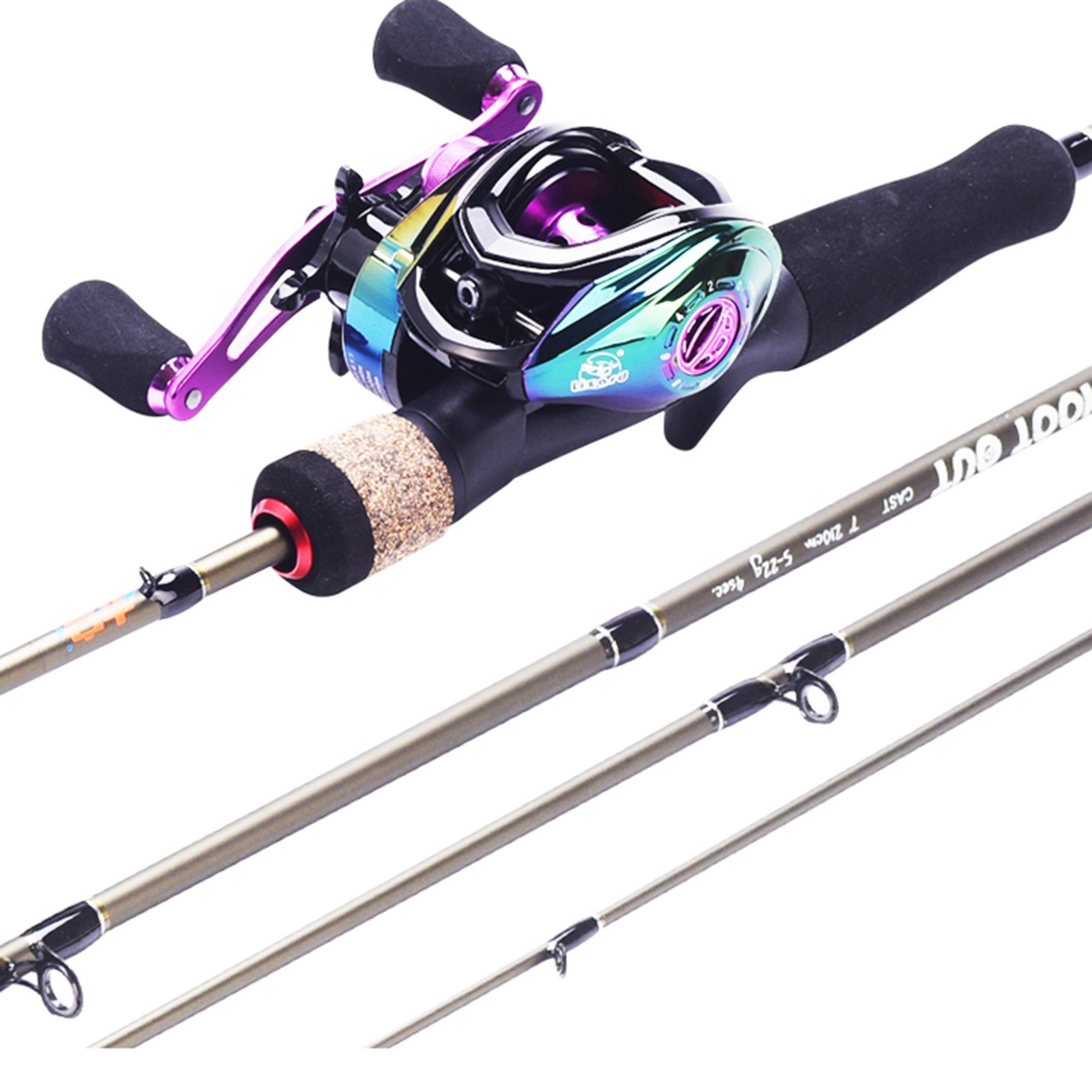 1.8m2.1m Portable Fishing Rod + Baitcasting Reel Fishing Wheel Hard