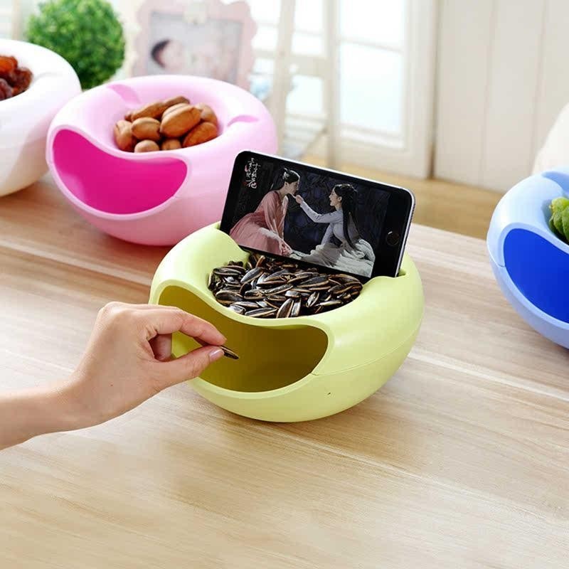 Creative Plastic Double Layered Dry Fruit Candy Snack Stroage Box Plate Dish