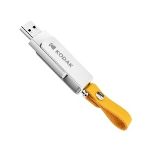 Kodak K133 128G USB 3.0 Flash Drive Metal U Disk with Rotary Leather Rope Chain