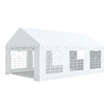 Tente de réception chapiteau 4x6m PVC 480g/m² ignifugé M2 haut. 2m blanc œillet inox