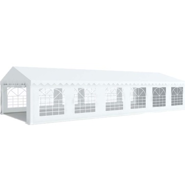 Tente de réception chapiteau 5x12m PVC 480g/m² ignifugé M2 haut. 2m blanc œillet inox