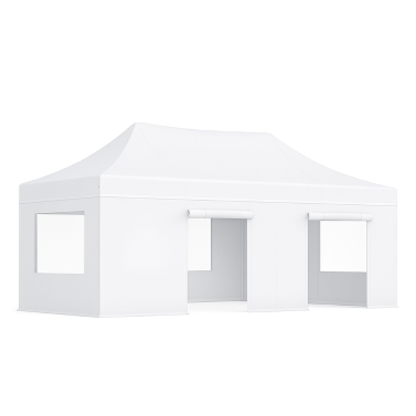 Tente pliante 3x6m Pack cristal Gamme structure Acier 32mm Bâche de toit et côtés en polyester pelliculé PVC 100 % étanche 380 g/m² blanc