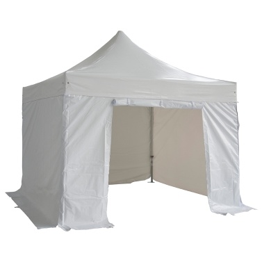 Barnum pliant 4x4m Alu 45 PVC - toit PVC 580g/m² et côtés Polyester pelliculé PVC 380g/m² - Structure garantie 5 ans - Blanc