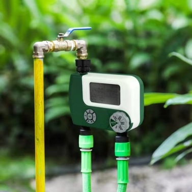 New dual interface watering timer watering device smart large screen digital display timer watering irrigation tool 色	black