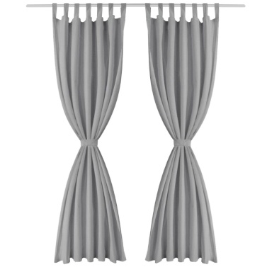  Curtains in micro-satin 2 pcs. With loops 140 × 175 cm gray