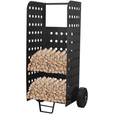 Carrito de leña con perforaciones decorativas