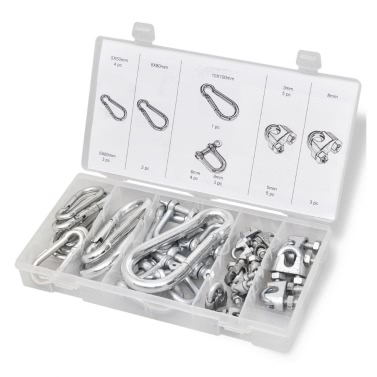 Kit de mosquetones, grilletes, clips para cuerda de alambre (30uds)