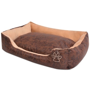  Dog bed with cushion PU synthetic leather size S Brown