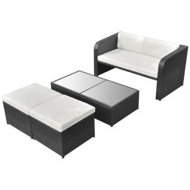 Garden Sofa Set 9 pcs in Black Polirattan