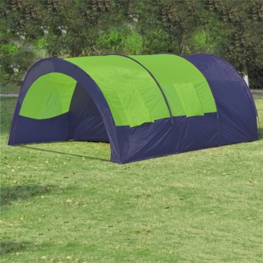 Tenda da campeggio in poliestere per 6 persone Blu-Verde