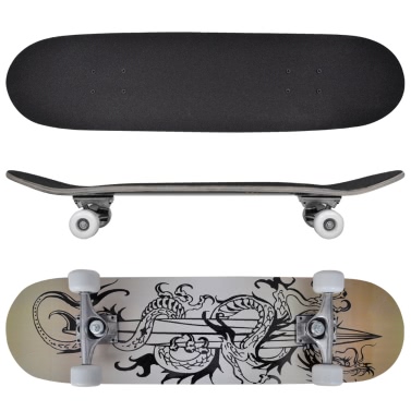 Skateboard ovale 9 strati acero design drago 20,32 cm