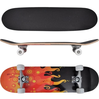 Skateboard ovale 9 strati acero design fuoco 20,32 cm