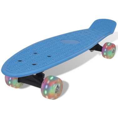 Skateboard Retro Blu con Ruote a LED