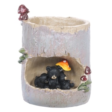 Tomfeel Tree Stump Succulent Flower Pot Cartoon Pastoral Style Animal Flowerpot Resin Pot Garden Micro-scape Potted Plant Office Desk Ornament Decorative Gift