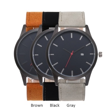 Modische stilvolle lässig Vintage Kalender Quarzuhr Armbanduhr mit Lederband für Männer Frauen