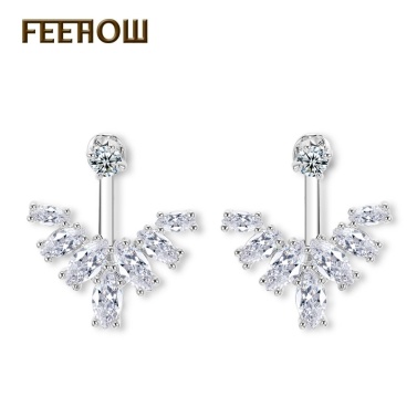 Zircon simple leaves after hanging temperament earrings