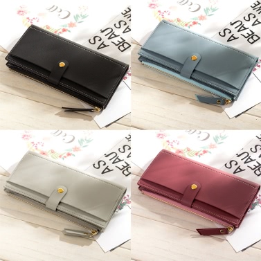 Fashion Women Purse PU Leather Casual Long Wallet Phone Card Holder Zipper Cash Money Clutch Bag