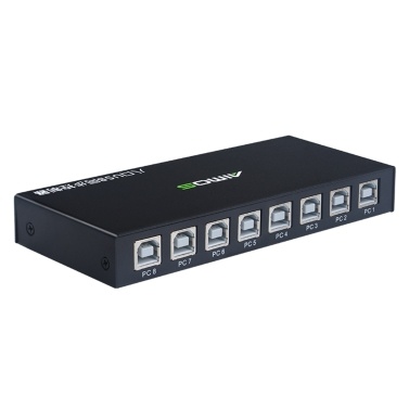 AIMOS 8 Ports USB Synchronizer USB Keyboard Mouse Synchronization Controller KVM Switcher Metal Shell Plug and Play Black