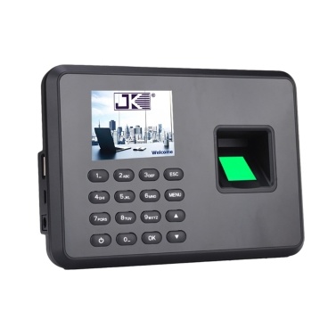 Intelligent Biometric Fingerprint Password Attendance Machine Employee Checking-in Recorder 2.4 inch LCD Screen DC 5V Time Attendance Machine Black UK Plug