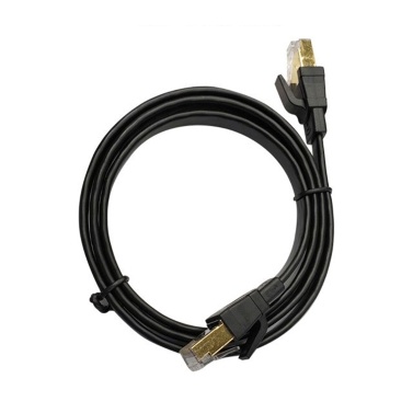 Cat 8 Ethernet Cable Flat Internet Network Cable 28AWG Oxygen-free Copper 40Gbps High Speed 2000Mhz Bandwidth, Black 0.5m