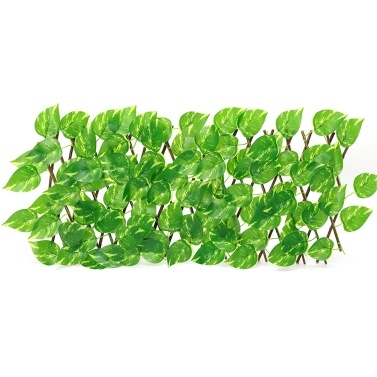 4pcs Simulation Fence Telescopic Fence Fake Flowers Green Leaves Outdoor Garden Fence Wall Guardrail Decorative Leaves Blocking Plants (green drill leaf)