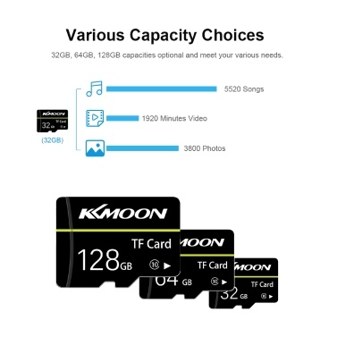KKmoon Micro SD-Karte TF-Flash-Speicherkarte 32 GB Class 10 Fast Speed (Schwarz)