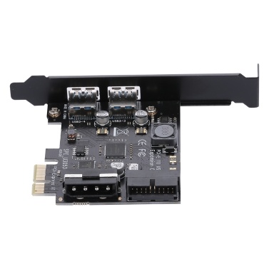 STW PCI-E to USB 3.0 2-Port PCI Express Card Mini PCI-E USB 3.0 Hub Controller Adapter with Internal USB 3.0 19-Pin Connector and 5V 4 Pin Male Power Dual Port Connector