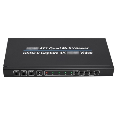 4x1 HDMI 4K@30Hz Screen Splitter Quad Multi-viewer Screen Divider 4-in-1-out with Seamless Switching Powerful USB3.0 Video Capture All-in-One