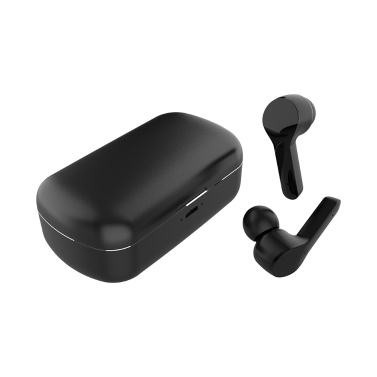 ZW-T17 Wireless BT Earphone Stereo Sound Half In-ear Headset Aluminum Charge Box/Touch Control Headphone for Android/IOS Black