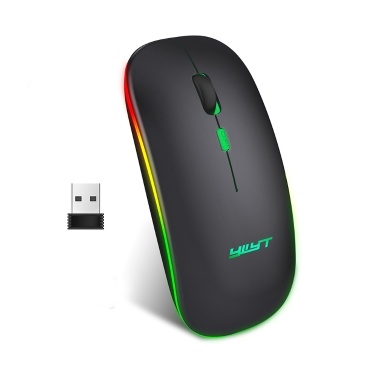 YWYT 2.4G Wireless Mouse Slim Rechargeable Mouse Quiet Operation 3 Adjustable DPI Levels Breathing Light, Black