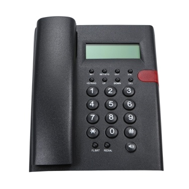 Desktop Battery-free Landline Telephone with Caller Identification Adjustable LCD Screen Brightness Black(US Telephone Line)