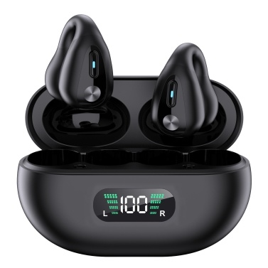 YYK-Q80 Wireless Earbuds Headphones with Earhooks Built-in 350mAh Battery Clip-on Earphone BT5.3 Headset with HiFi Stereo