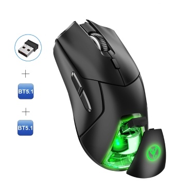 HXSJ T40 Wireless 2.4G Dual BT5.1 Tri-Mode Rechargeable Gaming Mouse 4000DPI Adjustable E-sports Mice Cool RGB Lights Long Endurance Battery For Computer Laptop PC