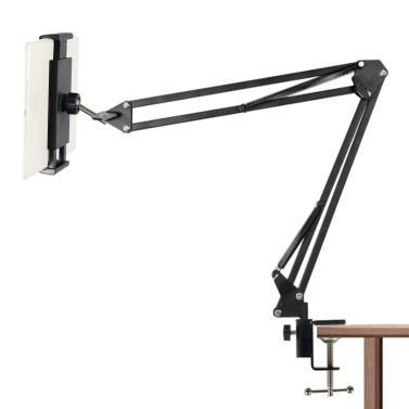 Phone Holder for Desk Arm Flexible Phone Stand with Adjustable Clip Tabletop Bedside Lazy Bracket Compatible with 4-12.9'' Phone Tablets