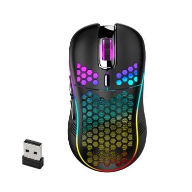 Wireless Gaming Mouse 2.4GHz with Colourful Light Rechargeable 6D Buttons High-Precision Optical Sensor for Laptop Computer