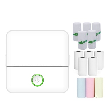 Mini Thermal Sticker Printer Machine Inkless Portable Thermal Printer BT Wireless Portable Phone Printer Sticky Note Printer for Notes Compatible with iOS/Android White