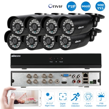 KKmoon 8CH Channel Full 960H/D1 800TVL CCTV Surveillance DVR Security System