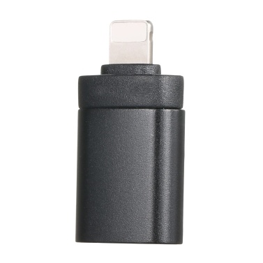 OTG Adapter Portable USB2.0 Adapter Mini Size Aluminum Alloy Material Plug and Play Wide Compatibility for iOS Devices Black