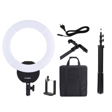 16 Inch LED Video Ring Light Dimmable Fill-in Light Lamp 32W 3000K-5600K with White Filter Carry Bag for Camera Studio Portrait Photography   +  2m / 6.6ft Photo Studio Light Stand with 1/4" Screw + A